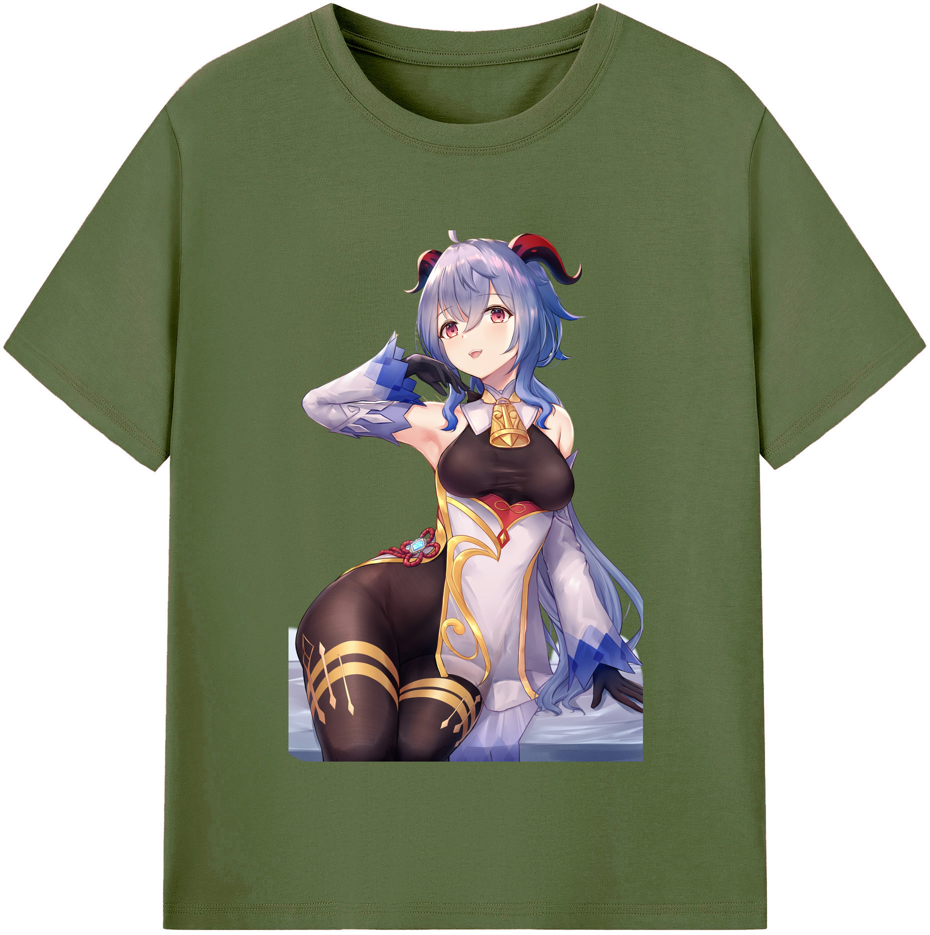 げんし神 甘雨 かんう genshin Ganyu 綿100％半袖Tシャツ（フロントプリント）